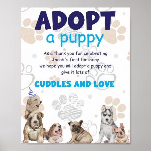 Adopter une affiche de chiot (Devant)