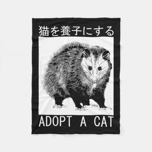 adopteren een posum van een kat Japans opossum Fleece Deken (Voorkant)
