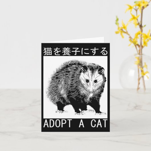 adopteren een posum van een kat Japans opossum Kaart (Gele Bloem)