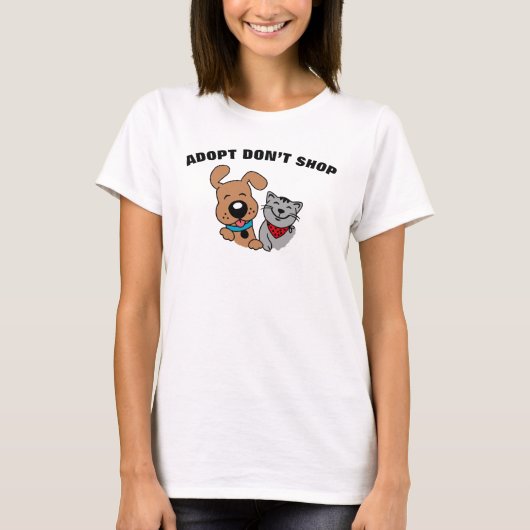 Adoptez le T-shirt Don’t Shop Chien Chat (Devant)