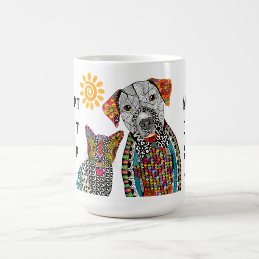 Adoptez Ne pas Acheter Chien et Chat Mug (Centre)