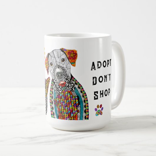 Adoptez Ne pas Acheter Chien et Chat Mug (Devant droit)