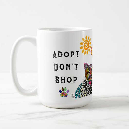 Adoptez Ne pas Acheter Chien et Chat Mug (Gauche)
