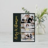 Adoptie Aankondiging Modern 3 Foto Folie Briefkaar (Staand Voorkant)