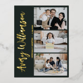 Adoptie Aankondiging Modern 3 Foto Folie Briefkaar (Voorkant)