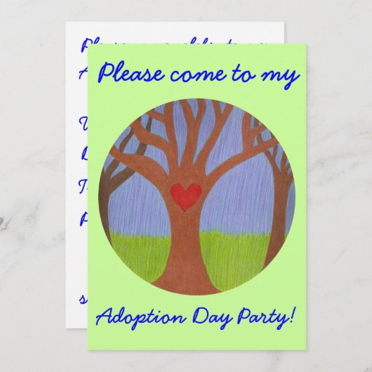 Adoptie Drie Adoptie Dag Party uitnodiging (Voorkant / Achterkant)