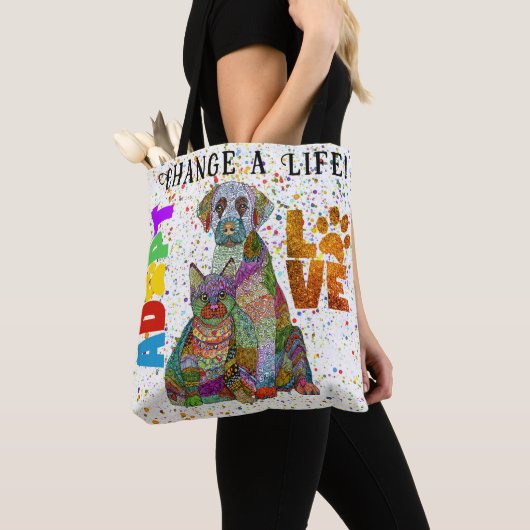 Adoptie- en reddingshond en -Canvas tas voor honde (Dichtbij)