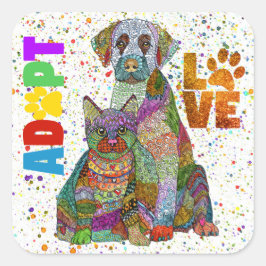 Adoptie- en reddingshonden en -Stickers Vierkante Sticker