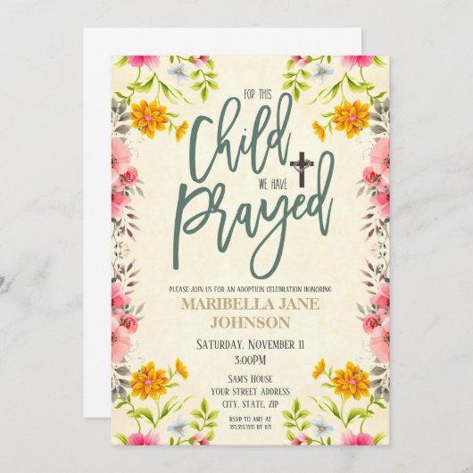 Adoptie Feest Uitnodiging (Voorkant / Achterkant)