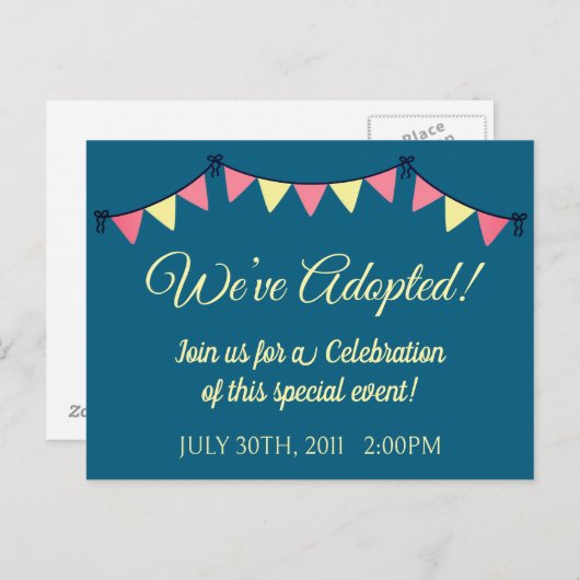 ADOPTIE feestuitnodigingen Uitnodiging Briefkaart (Voorkant / Achterkant)