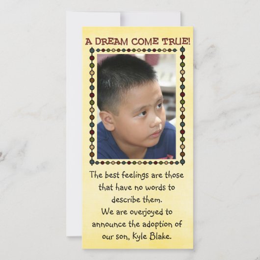 adoptie fotokaart aankondiging (Voorkant)