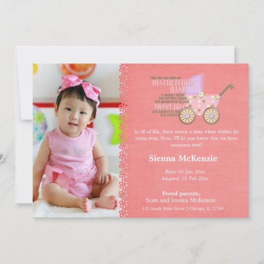 Adoptie meisje aankondiging (Voorkant)