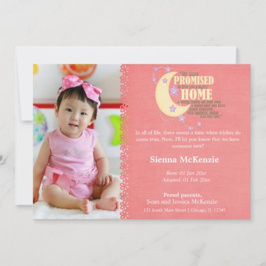 Adoptie meisje aankondiging (Voorkant)