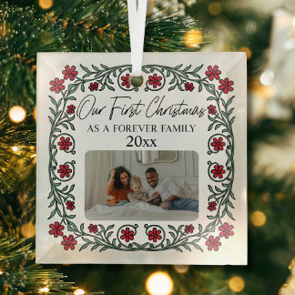 Adoptie Onze eerste Kerstmis als een Forever Famil Glas Ornament
