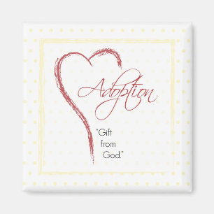 Adoptie, Religieus, Gele Stippen met Rode Hart Magneet