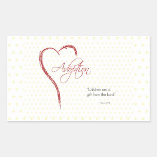 Adoptie, Religieus, Gele Stippen met Rode Hart Rechthoekige Sticker