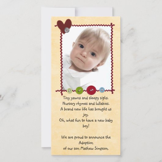adoptieaankondiging-fotokaart aankondiging (Voorkant)