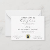 adoptiecertificaat notitiekaartje (Voorkant)