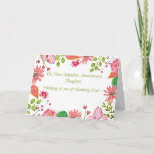 Adoptiedag van dochter jubileum waterverf bloemen kaart