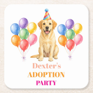 Adoptiefeest Gotcha-dag Labrador Hond Huisdier Vierkante Kartonnen Onderzetter