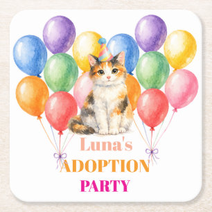 Adoptiefeestje Gotcha-dag Schotse kat Huisdier Vierkante Kartonnen Onderzetter