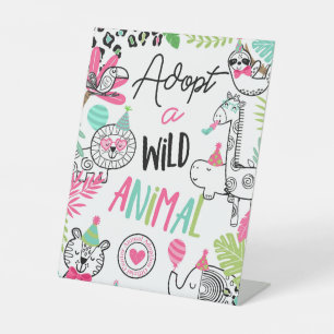 adoptiestation voor wilde dieren reclamebord met voetstuk