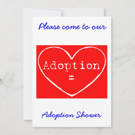 Adoption = Amour Blanc sur invitation à la douche (Devant)