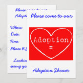Adoption = Amour Blanc sur invitation à la douche (Devant / Derrière)