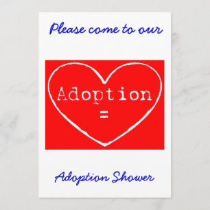 Adoption = Amour Blanc sur invitation à la douche 