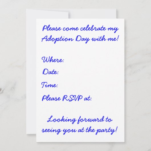 Adoption Arbre Jour de l'adoption Invitation (Dos)