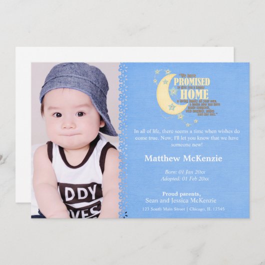Adoption Boy Faire-part (Devant / Derrière)