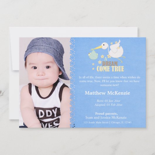 Adoption Boy Faire-part (Devant)