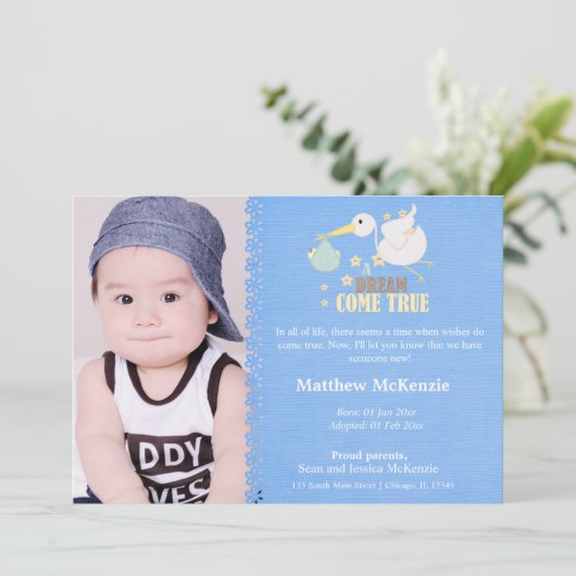 Adoption Boy Faire-part (Debout devant)