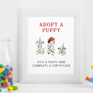 Adoption Center Jongen Brandweerman Party Sign Poster