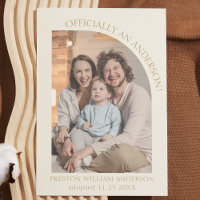 Adoption Faire-part Crème Or Arche moderne Photo