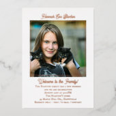 Adoption Jeune Fille Rose Gold Foil Invitation (Recto)