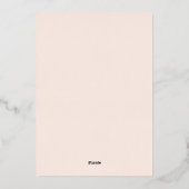 Adoption Jeune Fille Rose Gold Foil Invitation (Verso)