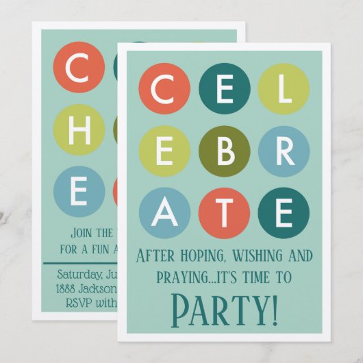 Adoption Party Modern Circles Faire-part (Devant / Derrière)
