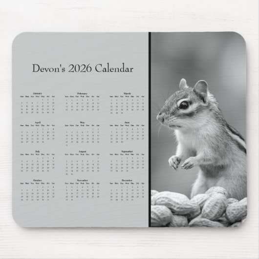 AdorablChipmunk: Customize full year 2025 calendar Muismat (Voorkant)