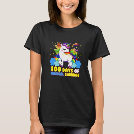 Adorable 100 Days of Magical Learning School Unico T-shirt (Voorkant)
