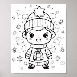 Adorable affiche de coloriage de Noël d'hiver
