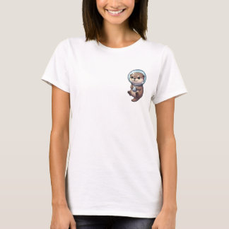 Adorable Astronaut Otter Illustration T-shirt