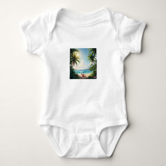 Adorable Baby Bodysuit – Elephant & Palm Trees