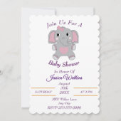 Adorable Baby Elephant Baby shower Invitation (Devant)