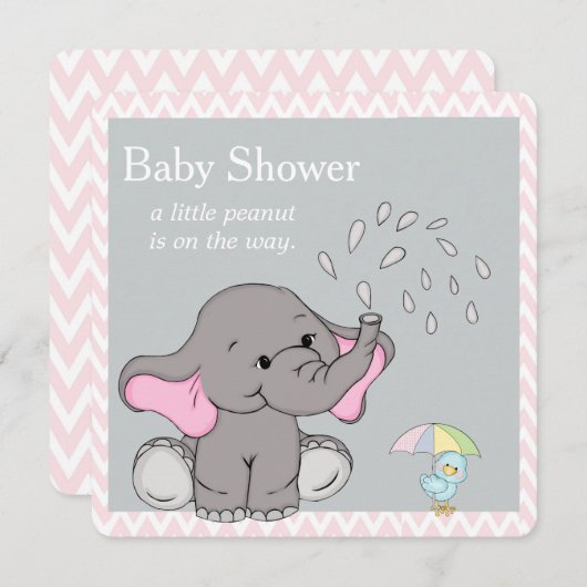 Adorable Baby Elephant Baby shower Invitation (Devant / Derrière)
