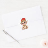 Adorable Baby Elf Sticker / Cartoon Christmas  (Enveloppe)