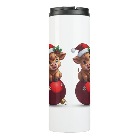 adorable baby highland cow sitting thermosbeker (Achterkant)