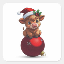 adorable baby highland cow sitting vierkante sticker