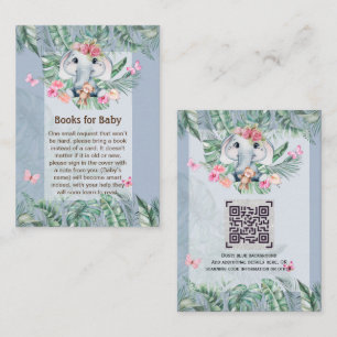 Adorable Baby Olifant Boek Gedicht Verzoekkaart Informatiekaartje