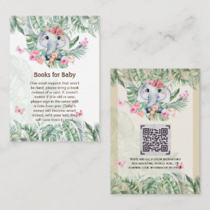 Adorable Baby Olifant Boek Gedicht Verzoekkaart Informatiekaartje